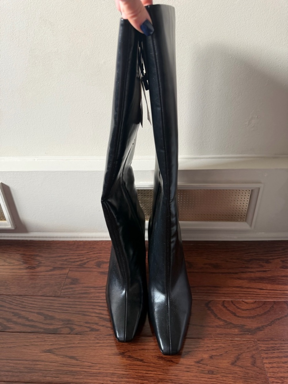 Zara Women’s Black Knee-High Square-Toe Boots size 9